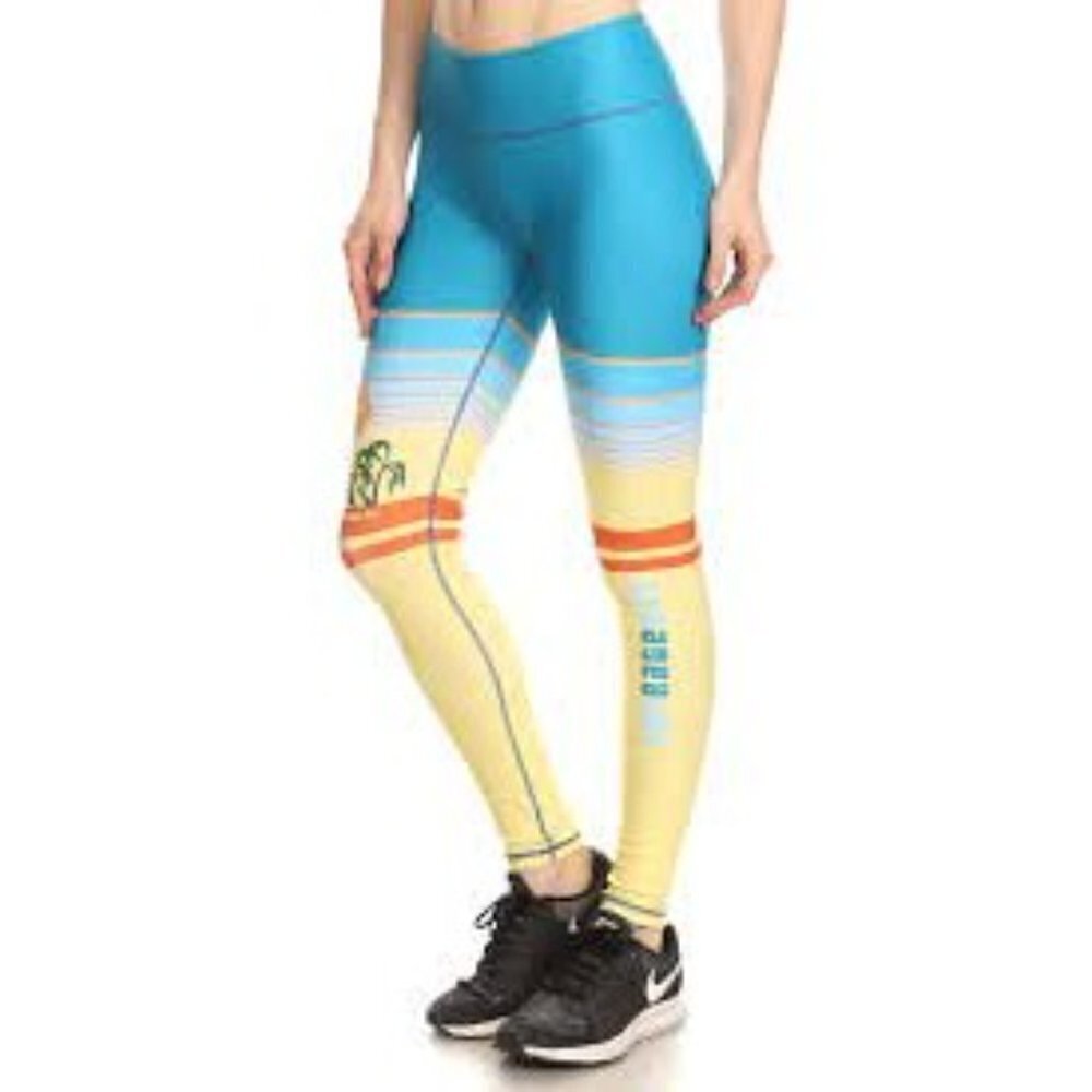 Popactive By Poprageous Dream Legging Sports Bra Set Small Palm Springs Striped - Picture 5 of 8